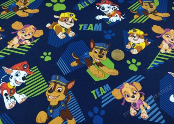 Paw Patrol Jersey Kinderstoff blau von Swafing